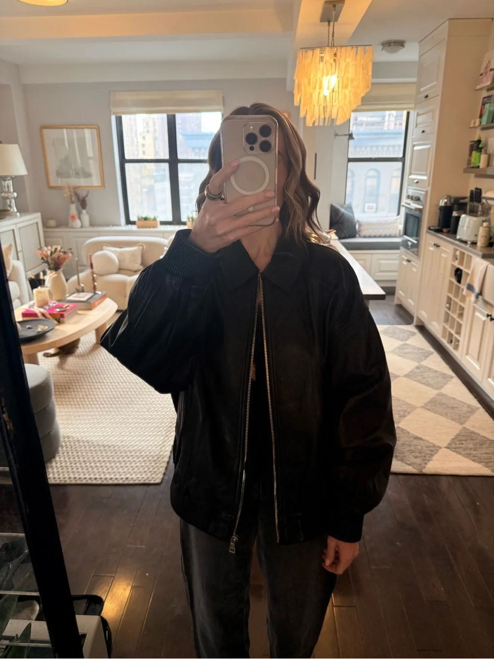 DISSH HUTTON BLACK LEATHER BOMBER JACKET - 6 / BLACK - Picture 5 of 5